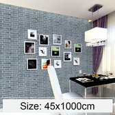 Mediterrane Grijze Baksteen Creatieve 3D Steen Baksteen Decoratie Behangstickers Slaapkamer Woonkamer Muur Waterdicht Behangrol, Afmeting: 45 x 1000cm