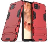 Voor OPPO F17 PC + TPU schokbestendige beschermhoes met onzichtbare houder (rood)