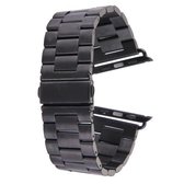 Voor Apple Watch 38 mm vlindergesp 3 kralen roestvrijstalen horlogeband (zwart)