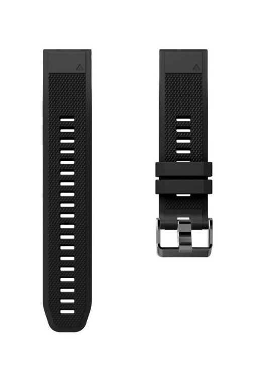Siliconen Bandje QuickFit 22mm - Zwart - Geschikt voor Garmin Fenix 5/6 (5/6 Plus & Sapphire) - Forerunner 935/945 - En Meer Modellen