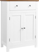 VASAGLE badkamermeubel, badkamermeubel met lade, dressoir dressoir, opbergkast gemaakt van hout, 60 x 80 x 30 cm (B x H x D), wit + bruin BBC62WT