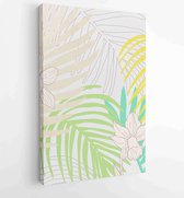 Summer tropical wall arts vector. Palm leaves, coconut leaf, monstera leaf, line arts 1 - Moderne schilderijen – Vertical – 1922500793 - 80*60 Vertical