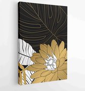 Luxury cover design template. Lotus line arts hand draw gold lotus flower and leaves 4 - Moderne schilderijen – Vertical – 1923490766 - 50*40 Vertical