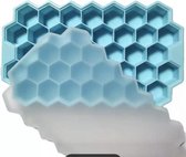Blauw|2 STUKS|Siliconen IJsblokjesvorm met deksel| Honecomb  Ijsbakje|Mold Vormen| Schimmel Vorm| Met Siliconen Deksel| B 12 Cm X L 21 Cm