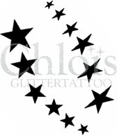 Chloïs Glittertattoo Sjabloon 5 Stuks - Starline - Duo Stencil - CH4006 - 5 stuks gelijke zelfklevende sjablonen in verpakking - Geschikt voor 10 Tattoos - Nep Tattoo - Geschikt vo
