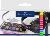 Marqueurs Faber-Castell Neon couleur assortis 6 pièces en pochette.