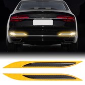 2 STKS Koolstofvezel Auto-Styling Achterbumper decoratieve strip, externe reflectie + binnenste koolstofvezel (geel)