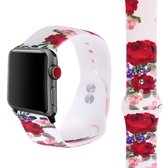 Siliconen drukband voor Apple Watch Series 5 & 4 40 mm (rood bloempatroon)