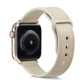 Voor Apple Watch Series 5 & 4 44 mm / 3 & 2 & 1 42 mm enkele gesp TPU + lederen horlogeband (roomwit)