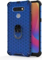 Voor LG Stylo 6 schokbestendige honingraat PC + TPU ringhouder beschermhoes (blauw)
