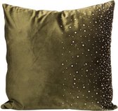 Kussen Strass Groen 45x45xh10cm Fluweel