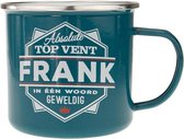 Mok - Top vent - Frank - Geëmailleerd - Gevuld met een snoepmix - In cadeauverpakking