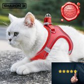 Kattentuigje - Dierentuigje - Maat XXS - Rood - Voor middelgrote katten - Reflecterend - 5 jaar garantie