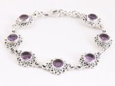 Bewerkte zilveren armband met amethist