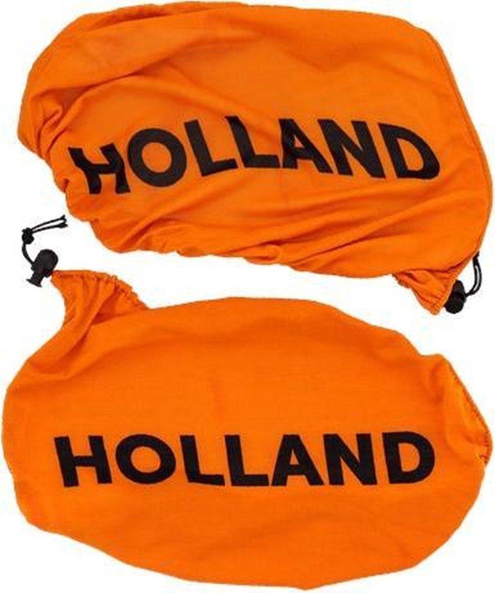 Autospiegelhoezen oranje Holland - voetbal EK / WK autospiegelhoes 2 stuks - Oranje auto versiering auto spiegel hoes óne size