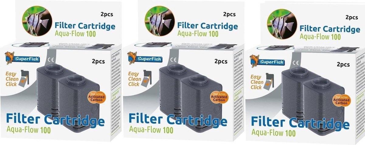SuperFish AquaFlow Easy Click 100 Cartridge - Aquariumfilter - 3 x 2 Stuks
