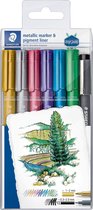 metallic marker - set 6 kleuren + pigment liner