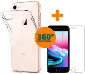 Fooniq Silicone Hoesje Transparant + Screenprotector - Geschikt Voor Apple iPhone 7/8