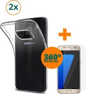 Fooniq Silicone Hoesje Transparant 2x + Screenprotector 2x - Geschikt Voor Samsung Galaxy S7