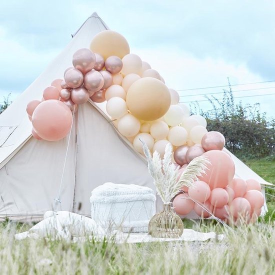Luxe Balloon arch 200 Ballonnen Boog - Rose Gold Chrome & Peach