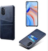 Back Cover met Opbergvakjes + PMMA Screenprotector voor OPPO Reno 4 5G _ Blauw