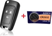 Autosleutel 3 knoppen klapsleutel HU100 + Batterij CR2032 geschikt voor Opel sleutel Astra / Corsa / Zafira / Insignia / Adam / Cascada