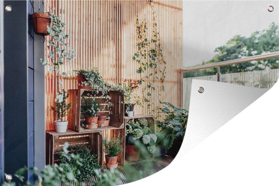 Tuinposter - Tuindoek - Tuinposters buiten - Planten in een kast - 120x80 cm - Tuin
