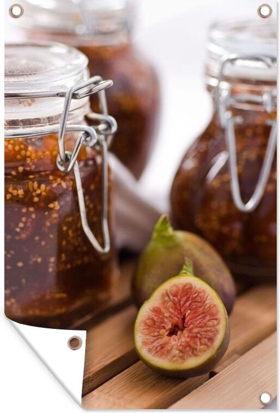 Tuindecoratie Jam van vijgen in een weckpot 40x60 cm Tuinposter Tuindoek