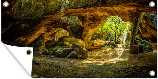 Affiche de jardin grotte naturelle en vrac 80x40 cm - petit - Toile de jardin / Toile d'extérieur / Peintures pour l'extérieur (décoration de jardin)