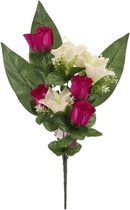 Gerimport Kunstplant Lelie 15 X 10 X 53 Cm Groen/donkerroze/wit