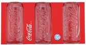 Coca Cola glazen blik look - Transparant - Glas - 35 cl - 3 Delig