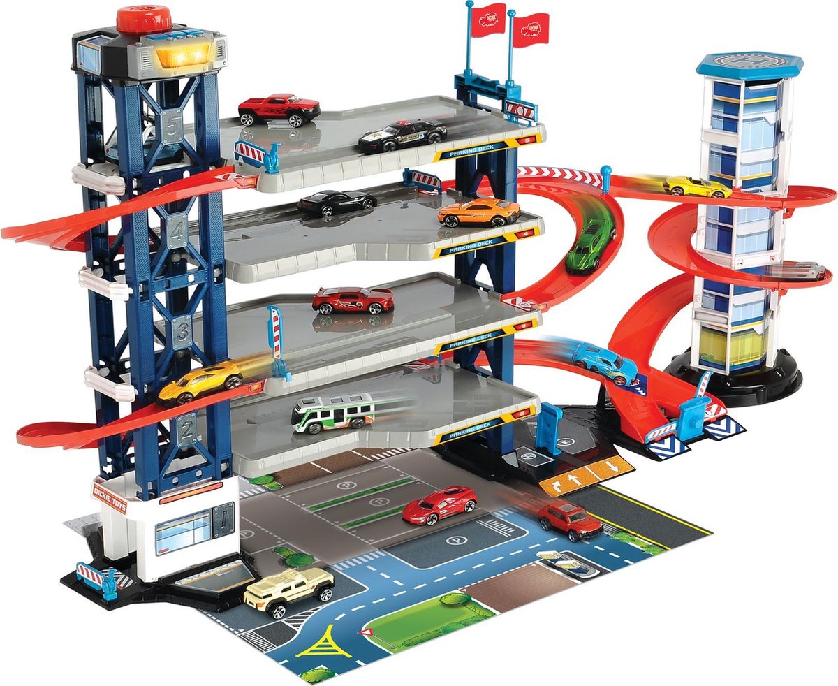 Dickie Toys Parking Garage  4 levels, 5 voertuigen - Speelgoedgarage - Dickie