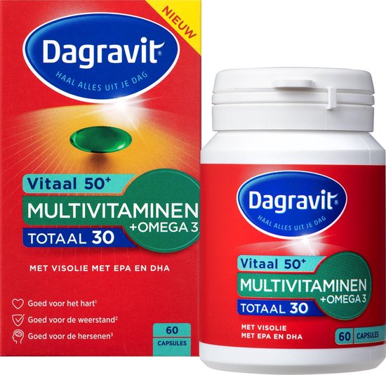 Dagravit Totaal 30 Vitaal 50+ met omega-3 visolie - Vitaminen - 60 capsules  | bol.com