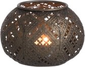 J-Line Theelichthouder Bol Oosters Metaal/Glas Antiek Bruin Set van 4 stuks