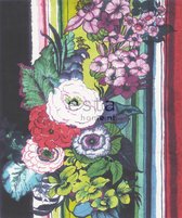 ESTAhome fotobehang bloemen zwart, rood, blauw, wit en groen - 158115 - 232,5 cm x 2,79 m