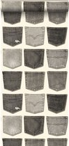 ESTAhome behang spijkerbroeken zakken grijs - 137740 - 53 cm x 10,05 m
