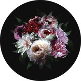 ESTAhome zelfklevende behangcirkel bloemstilleven multicolor op zwart - 159015 - 140 x 140 cm