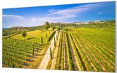 Wandpaneel Toscaans landschap Italië  | 120 x 60  CM | Zilver frame | Wand-beugels (27 mm)
