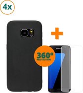 Fooniq Silicone Hoesje Zwart 4x + Screenprotector 4x - Geschikt Voor Samsung Galaxy S7 Edge