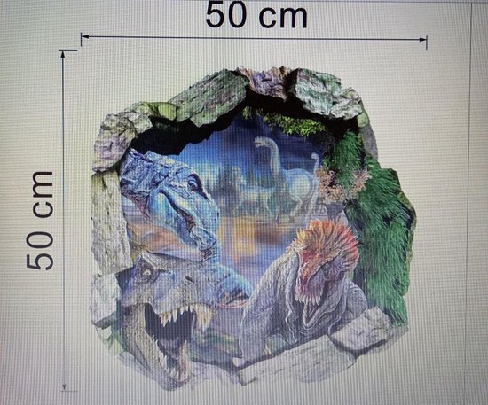 Dinosaurus Muur, - vloersticker - 50 x 50 cm - dinosaurussen - dino - kinderkamer