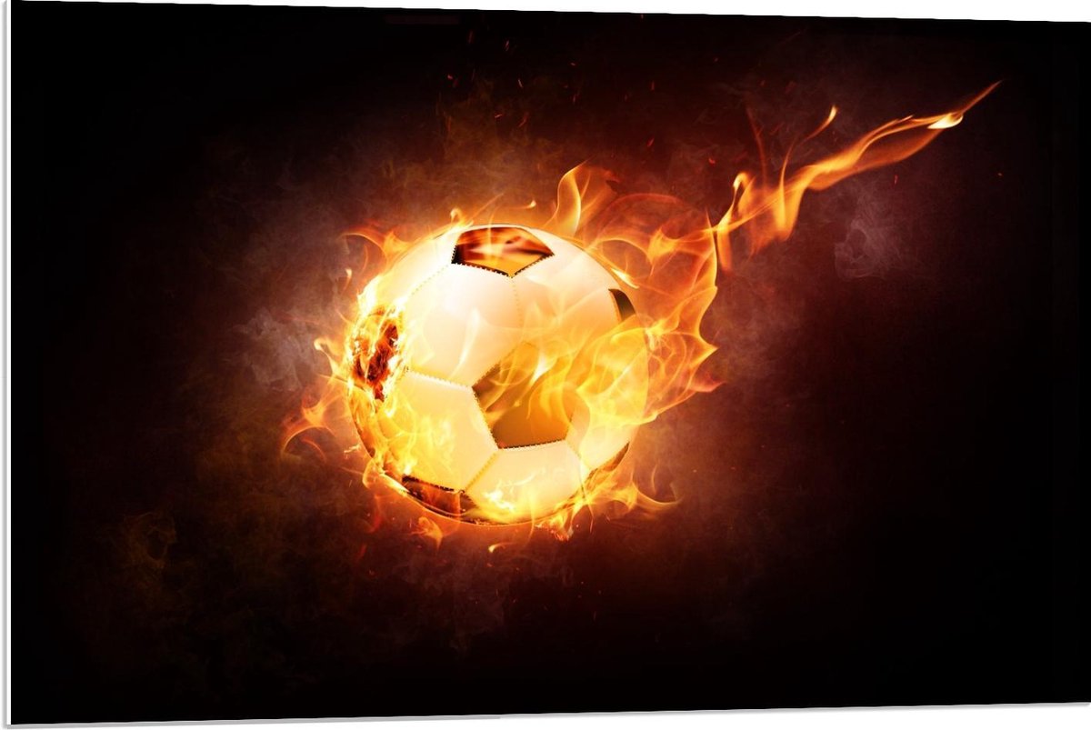 Forex - Voetbal met Snelheidsvuur - 90x60cm Foto op Forex