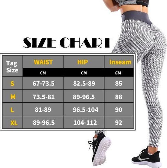 CHIBAA Zwart Sport Legging Large| TikTok Legging - Dames |Butt lifting |TikTok broek |TikTok Yogapants - Grijs/wit |Fitness - Sporten | van Chibaa — afbeelding 4