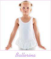 Dancer Dancewear® Ballerina jurk - Balletpakje BALLERINA met rokje in WIT voor meisjes Maat 152/158 – 14 Jaar
