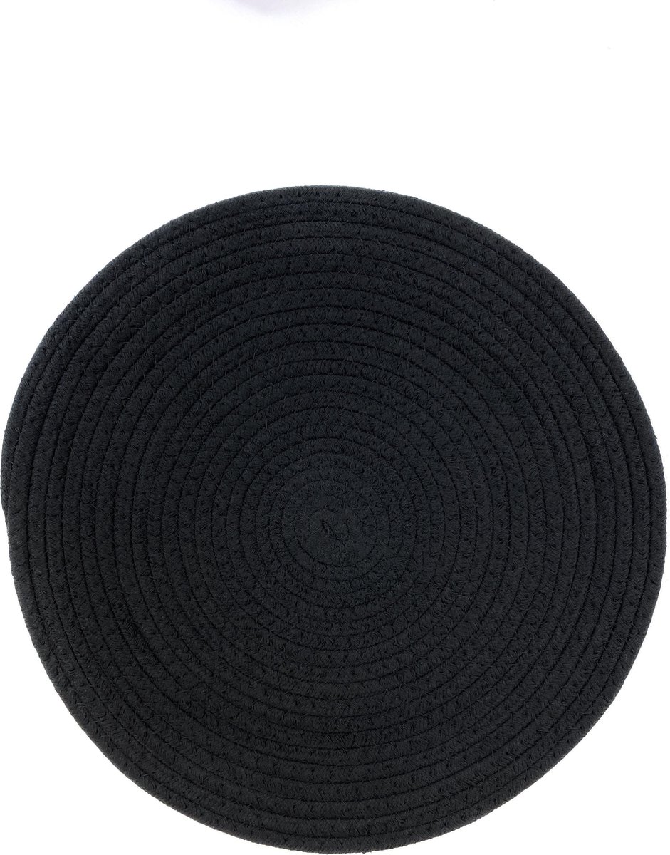 Lucy's Living Luxe Placemat DAV - zwart - ø 39 cm - polypropyleen - tafeldecoratie - tafelaccessoires - onderleggers