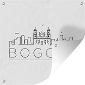 Tuinposters Skyline "Bogota" zwart op wit - 50x50 cm - Tuindoek - Buitenposter