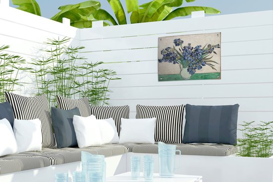 Affiche de jardin Vincent van Gogh 2 - Nature morte aux iris - Peinture de Vincent van Gogh Affiche de jardin toile lâche 40x30 cm - Toile de jardin/Toile d'extérieur/ Peintures pour l'extérieur (décoration de jardin)