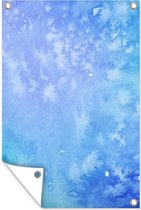 Muurdecoratie Waterverf - Wit - Blauw - 120x180 cm - Tuinposter - Tuindoek - Buitenposter