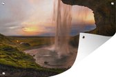 Muurdecoratie Waterval - IJsland - Natuur - 180x120 cm - Tuinposter - Tuindoek - Buitenposter