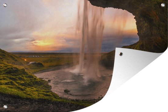 Waterval in IJsland Tuinposter 60x40 cm - Foto op Tuinposter (tuin decoratie)