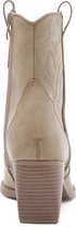 SmileFavorites® Dames Cowboylaarzen met Hak Kort - Imitatieleer - Taupe Khaki - Maat 38